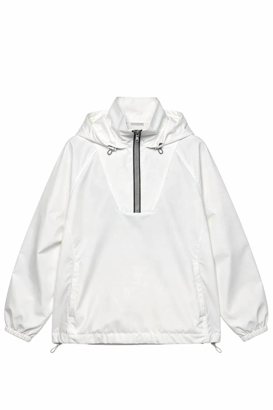 NEW BRUNELLO CUCINELLI women's hooded active zip anorak jacket in white
